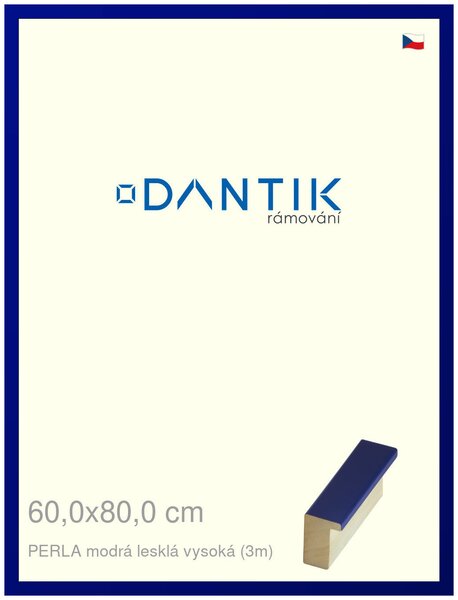 DANTIK rám na obraz 60x80 | PERLA modrá lesklá vysoká (Plexi Čiré)