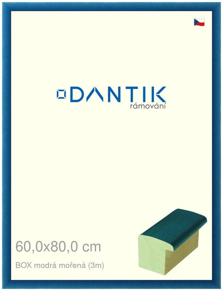 DANTIK rám na obraz 60x80 | BOX modrá mořená (Plexi Čiré)