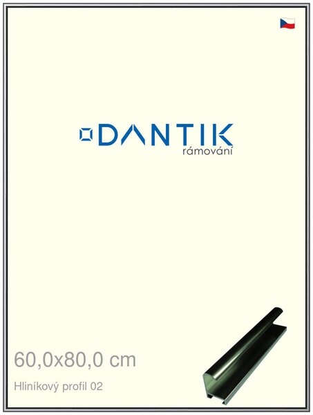 DANTIK rám na obraz 60x80 | ALU Šedá leská (Plexi Čiré)