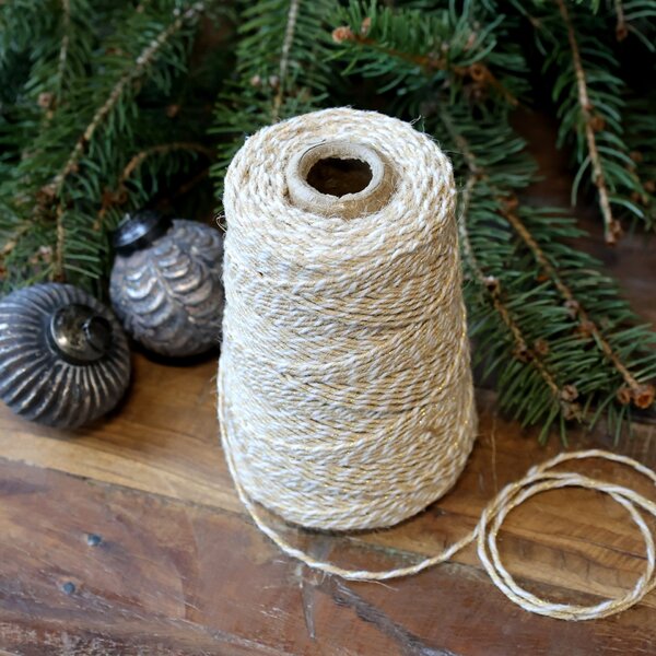 Jutový špagátik 160 m – White / Beige / Gold thread