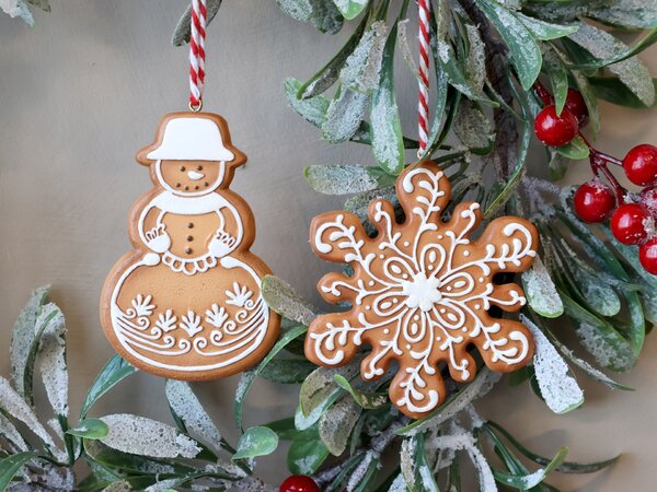 Vianočná ozdoba Christmas Cookies Snowman / Snowflake Snehuliak