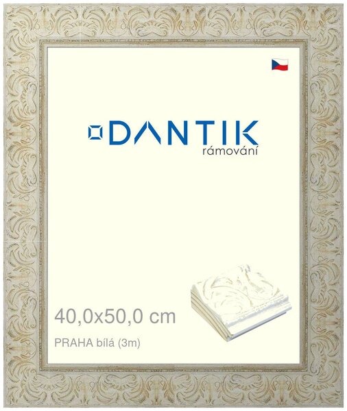 DANTIK rám na obraz 40x50 | PRAHA Bílá (Plexi Čiré)