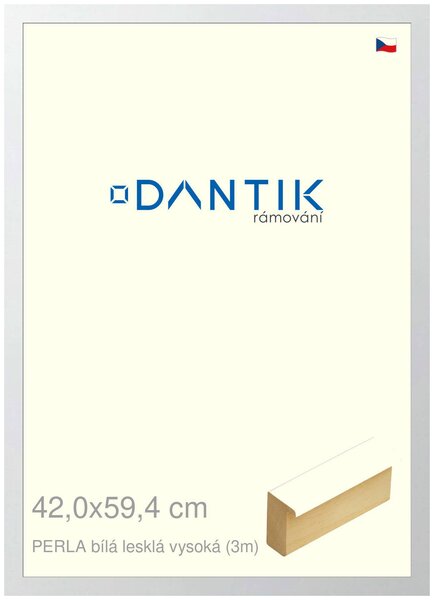 DANTIK rám na obraz 42x59,4 | PERLA bílá lesklá vysoká (Plexi Čiré)