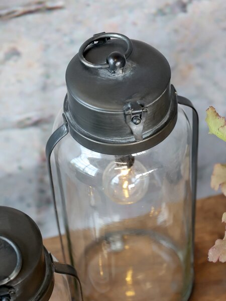 Svietiaci LED lampáš Antique Coal 30,5 cm