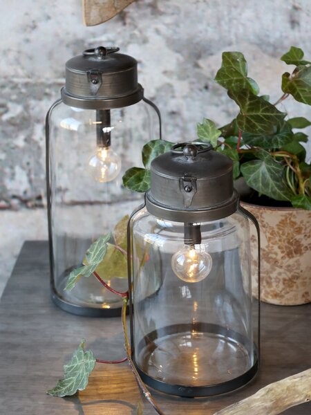 Svietiaci LED lampáš Antique Coal 30,5 cm
