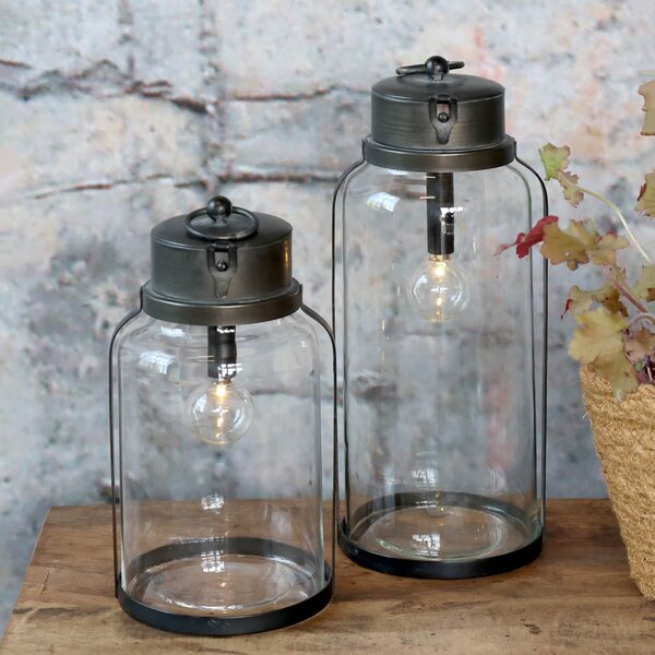 Svietiaci LED lampáš Antique Coal 30,5 cm