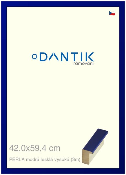 DANTIK rám na obraz 42x59,4 | PERLA modrá lesklá vysoká (Plexi Čiré)