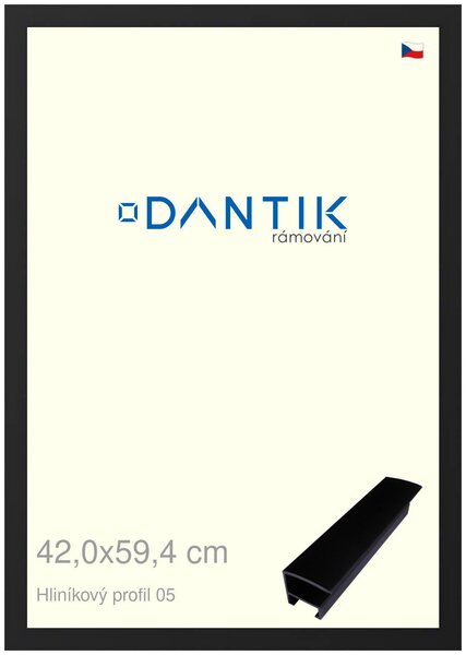 DANTIK rám na obraz 42x59,4 | ALU Černá matná (Plexi Čiré)
