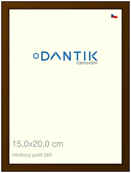DANTIK rám na obraz 15x20 | ALU Hnědá umbra broušená (Sklo Čiré)