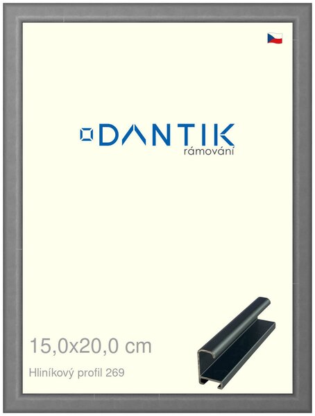 DANTIK rám na obraz 15x20 | ALU Platina matná (Sklo Čiré)