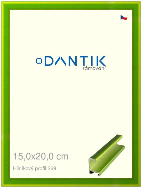 DANTIK rám na obraz 15x20 | ALU Zelená Smaragd broušená (Sklo Čiré)