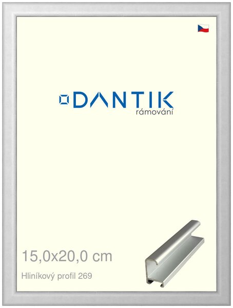 DANTIK rám na obraz 15x20 | ALU Stříbrná matná (Sklo Čiré)