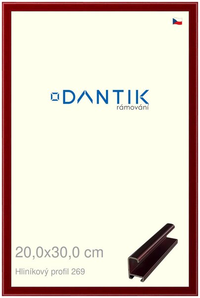 DANTIK rám na obraz 20x30 | ALU Červená Rubin broušená (Sklo Čiré)