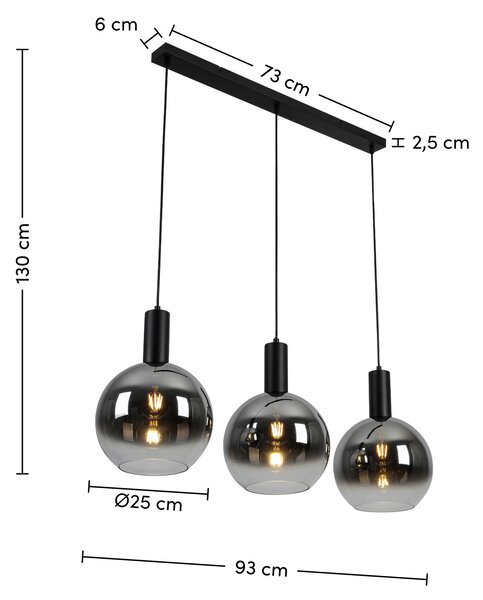 ZÁVESNÉ SVIETIDLO, 93/130/25 cm Dieter Knoll - Interiérové svietidlá