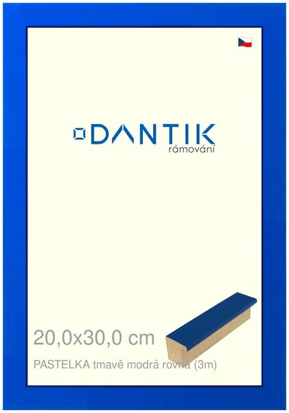 DANTIK rám na obraz 20x30 | PASTELKA tmavěmodrá rovná (Sklo Čiré)