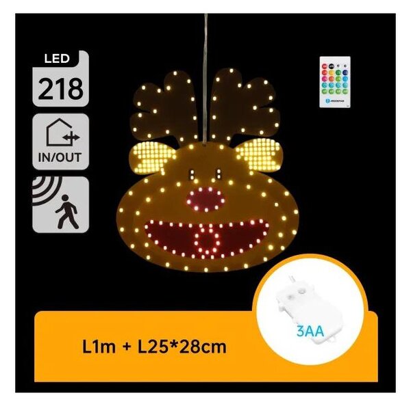 Aigostar - LED vianočná dekorácia 218xLED/3xAA IP44 + diaľkové ovládanie sob 28 cm
