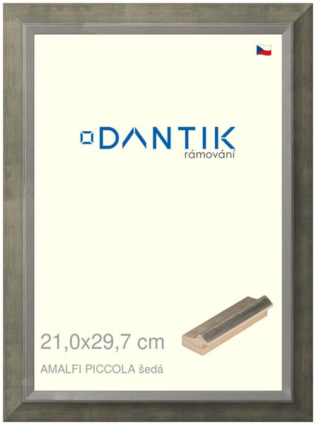 DANTIK rám na obraz 21x29,7 | AMALFI piccola šedá (Sklo Čiré)