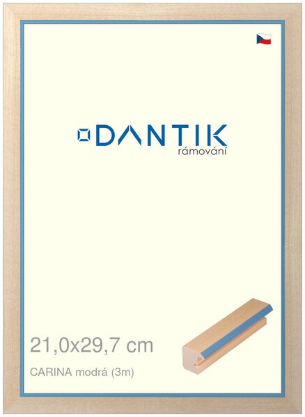 DANTIK rám na obraz 21x29,7 | CARINA modrá (Sklo Čiré)