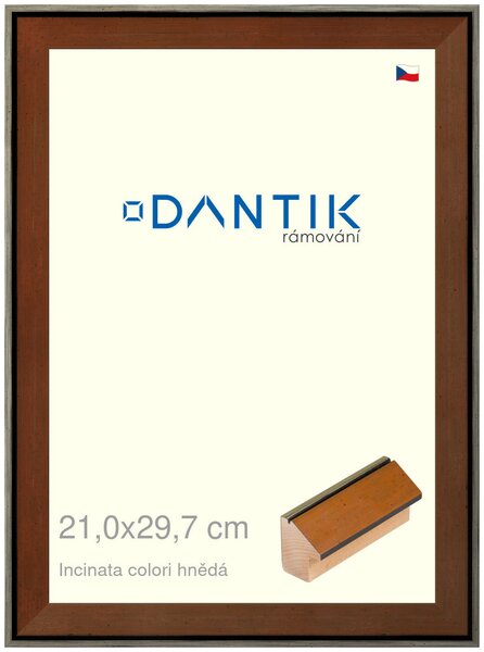 DANTIK rám na obraz 21x29,7 | INCLINATA colori hnědá (Sklo Čiré)