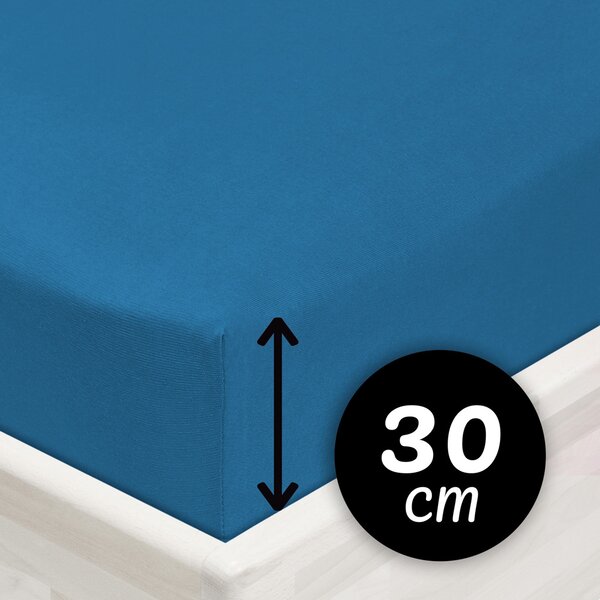 Jersey napínacie prestieradlo na vysoký matrac JR-016 Modré 80 x 200 - výška 30 cm