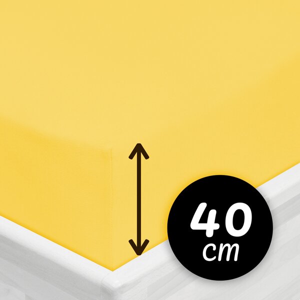 Jersey napínacie prestieradlo na extra vysoký matrac JR-003 Žlté 80 x 200 - výška 40 cm