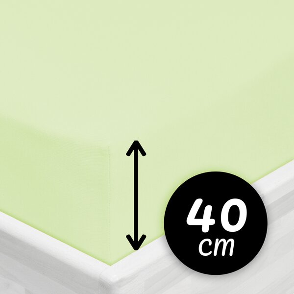 Jersey napínacie prestieradlo na extra vysoký matrac JR-018 Pastelovo zelené 80 x 200 - výška 40 cm