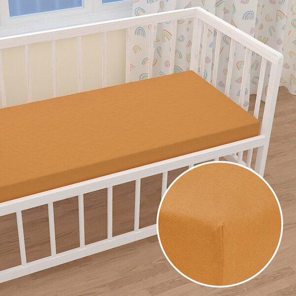 Detské jersey napínacie prestieradlo do postieľky JR-022 Okrové 60 x 120 x 10 cm - do postieľky