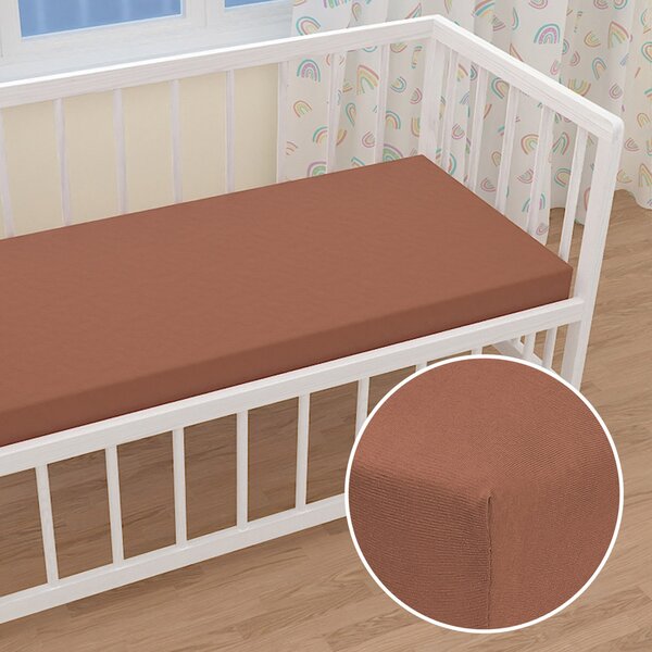 Detské jersey napínacie prestieradlo do postieľky JR-023 Orieškovo hnedé 60 x 120 x 10 cm - do postieľky