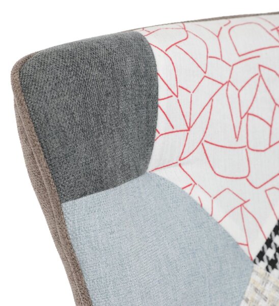 Relaxačné kreslo ušiak LISA + taburet — masív, látka, patchwork