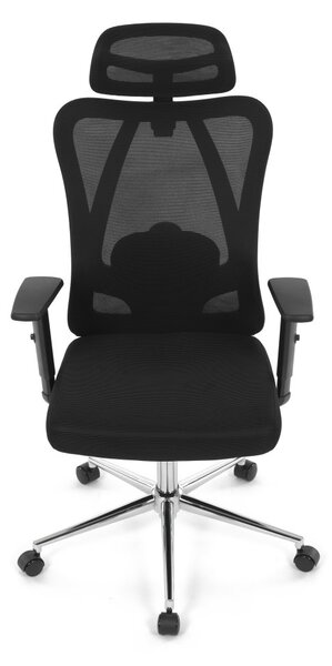Kancelárska ergonomická stolička LUMOS — sieťovina, čierna