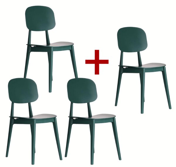 Plastová jedálenská stolička SIMPLY 3+1 ZADARMO, zelená