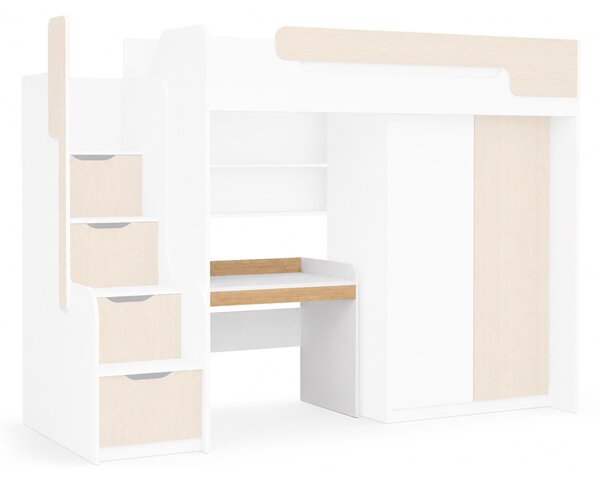 Písací stôl Dorin - biela/dub
