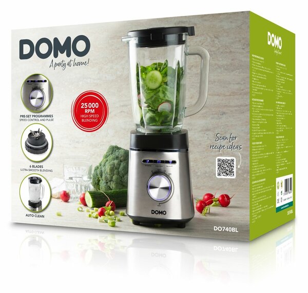 DOMO DO740BL stolný mixér so sklenenou nádobou
