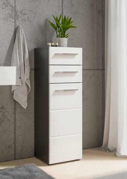 STREDNE VYSOKÁ SKRINKA, antracitová, biela s vysokým leskom, 34/104/31 cm Xora - Kúpeľňové skrinky, Online Only