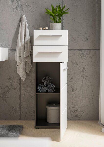 STREDNE VYSOKÁ SKRINKA, antracitová, biela s vysokým leskom, 34/104/31 cm Xora - Kúpeľňové skrinky, Online Only