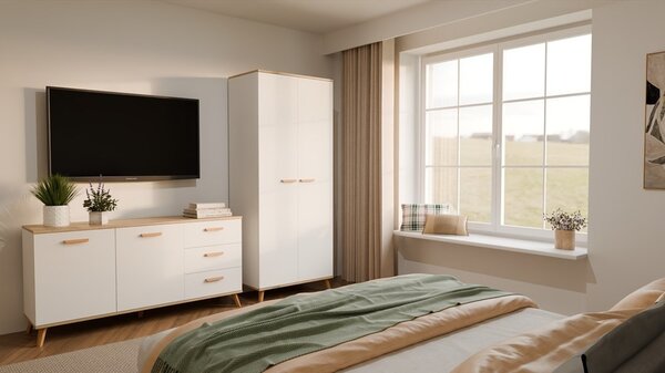 TP Living Komoda Olympo 2D3S 150 cm biela/dub Artisan