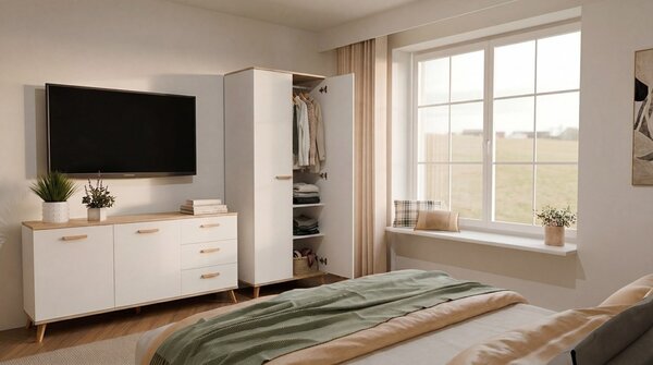 TP Living Komoda Olympo 2D3S 150 cm biela/dub Artisan