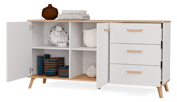 TP Living Komoda Olympo 2D3S 150 cm biela/dub Artisan