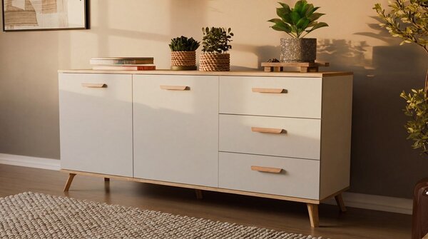 TP Living Komoda Olympo 2D3S 150 cm biela/dub Artisan