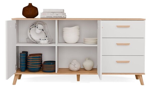 TP Living Komoda Olympo 2D3S 150 cm biela/dub Artisan