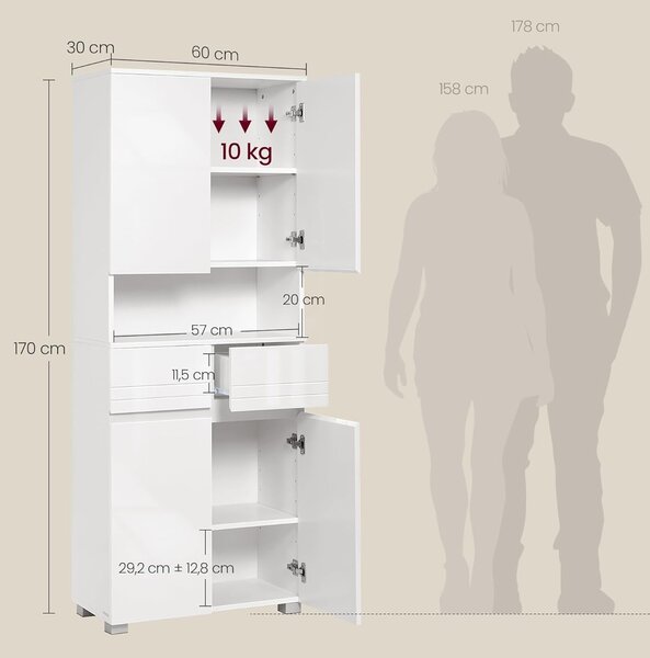 SONGMICS Kúpeľňová skrinka Vasagle Greta 170 cm biela
