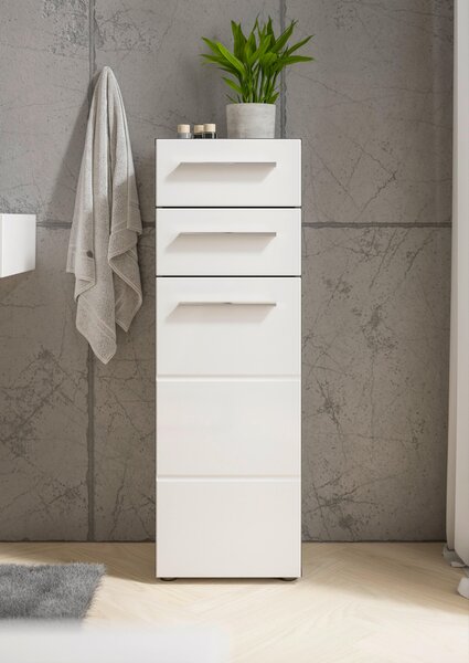 STREDNE VYSOKÁ SKRINKA, antracitová, biela s vysokým leskom, 34/104/31 cm Xora - Kúpeľňové skrinky, Online Only