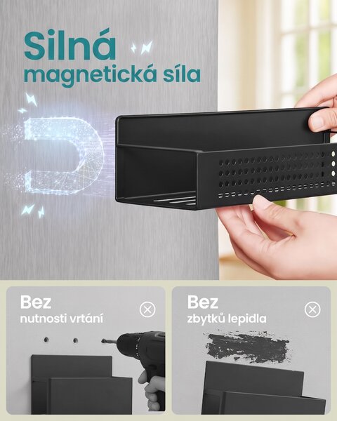 SONGMICS Sada 4 ks magnetických políc Creno čierna
