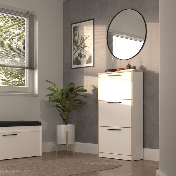 TP Living Výklopný botník Paula biely/dub artisan