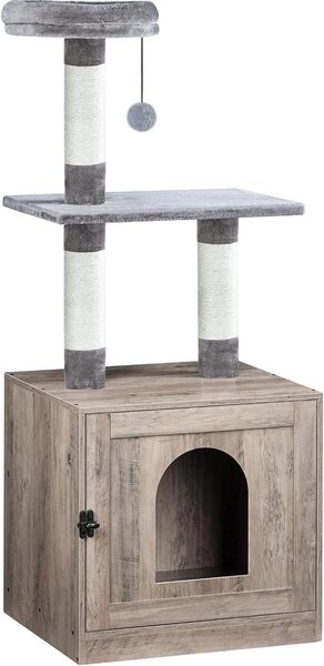 VASAGLE Škrabadlo pre mačky s toaletou Flery 128 cm sivé/hnedé