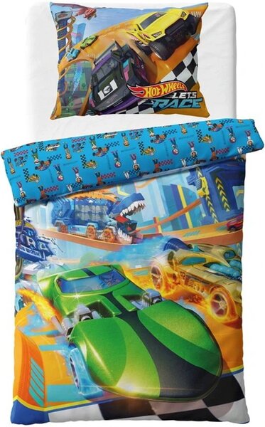 Bavlnené posteľné obliečky Hot Wheels – motív Let’s Race - 100% bavlna - 70x90 cm + 140x200 cm