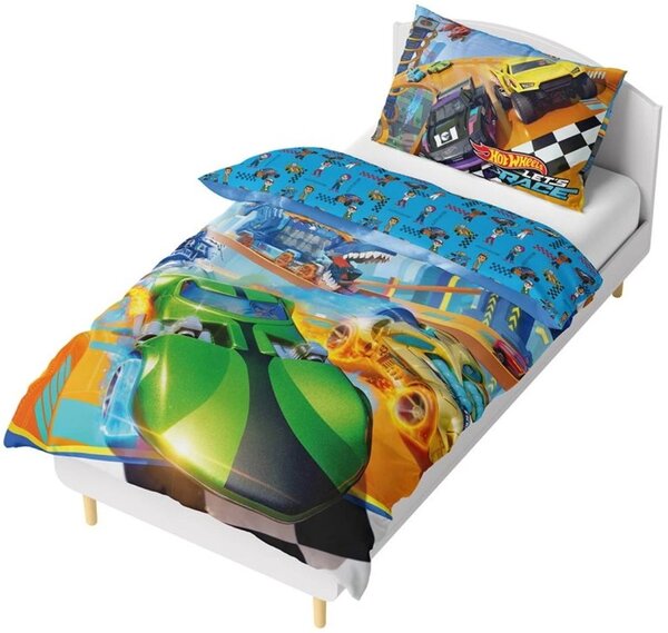 Bavlnené posteľné obliečky Hot Wheels – motív Let’s Race - 100% bavlna - 70x90 cm + 140x200 cm