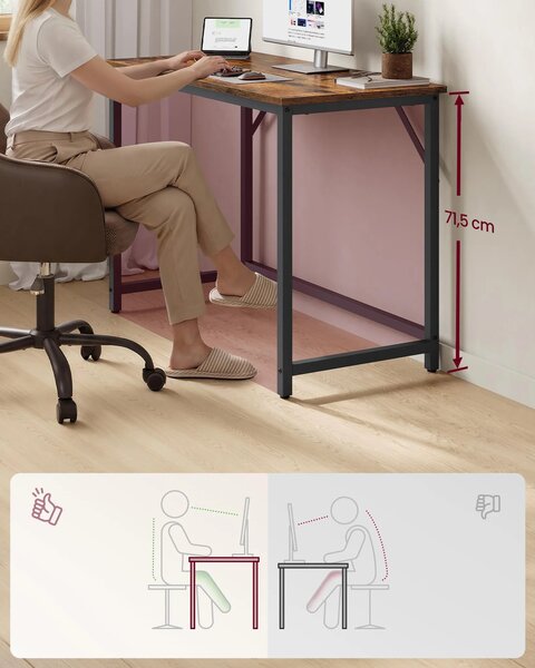 SONGMICS Písací stôl Vasagle Kolmo 100 cm čierny/tmavohnedý