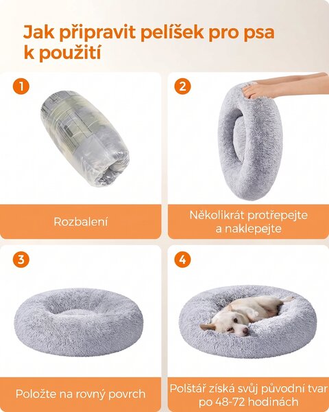 SONGMICS Plyšový peliešok Fluffys XL 80 cm sivý