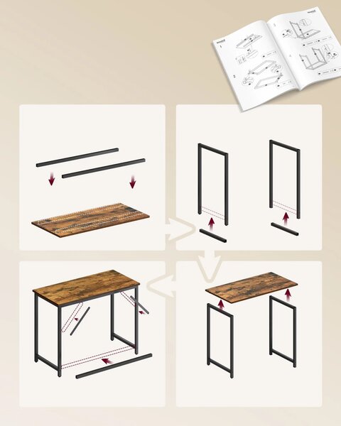 SONGMICS Písací stôl Vasagle Kolmo 100 cm čierny/tmavohnedý